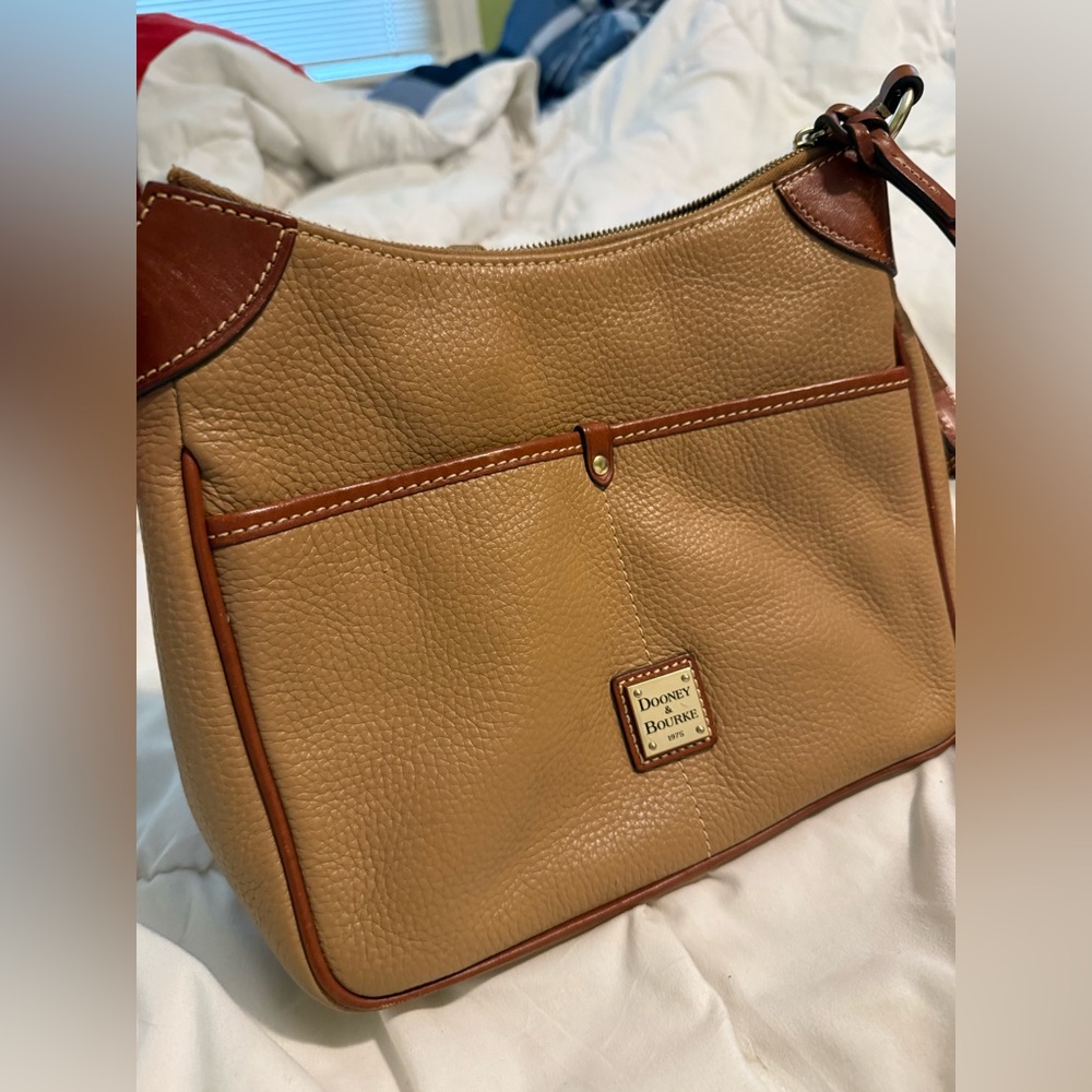 Dooney & Bourke Kimberly Pebble Leather Shoulder Bag Crossbody Beige Tan